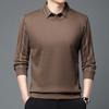Мужская футболка с длинными рукавами и лацканами, мужская повседневная деловая футболка-поло из двух предметов в полоску