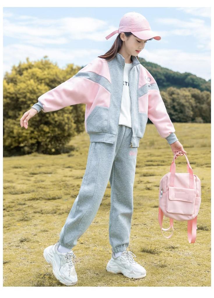 Джерси Одежда для девочек Толстовки с длинным рукавом Верх и низ Комплект из 2 предметов Спортивная одежда для девочек Простая спортивная одежда Корейский стиль Толстовка с капюшоном для подростков Стильный