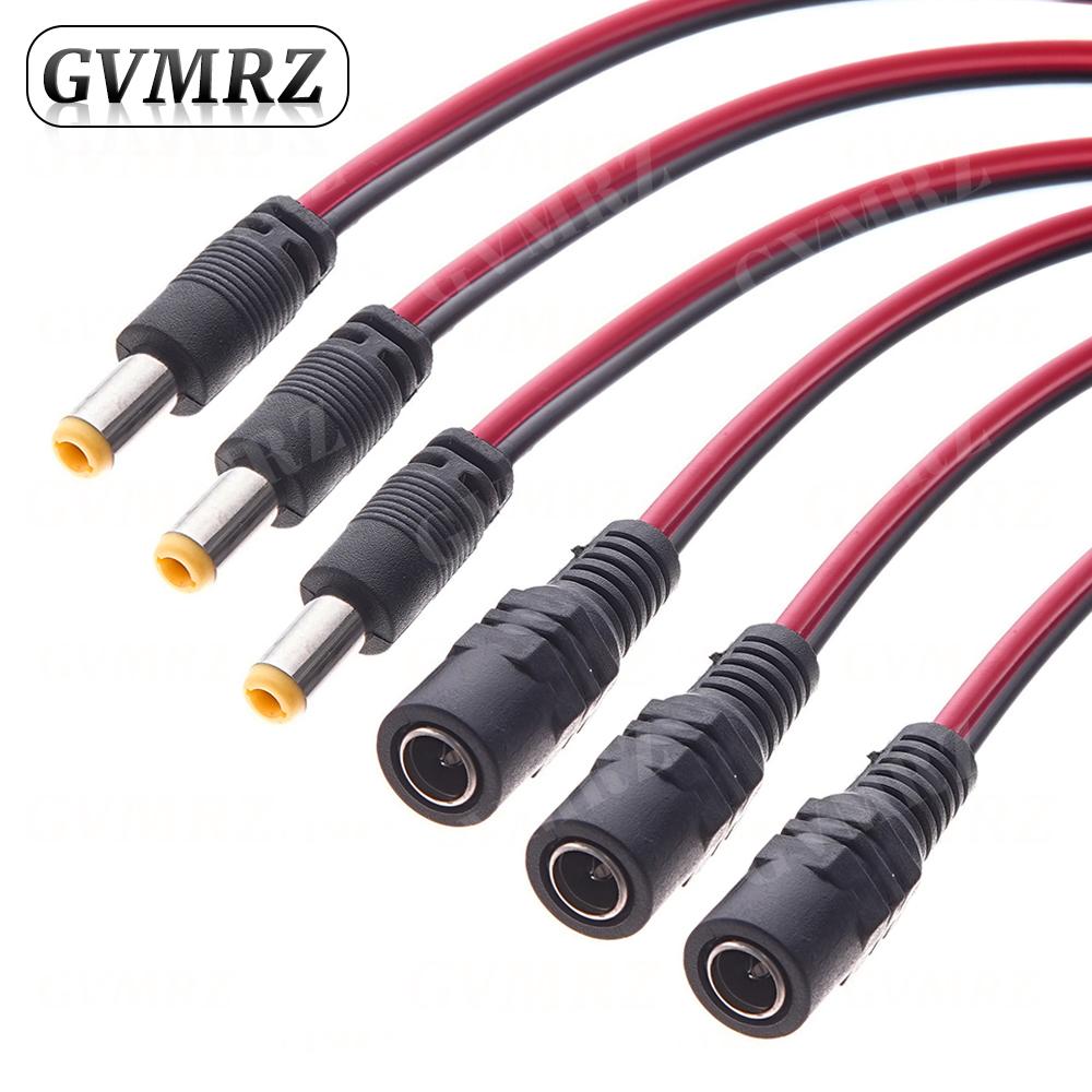 5PCS DC Power Male Female Cable 12V Plug DC Adapter Cable Plug Connector For CCTV Camera DC Plug 5.5*2.1mm 5.5x2.1