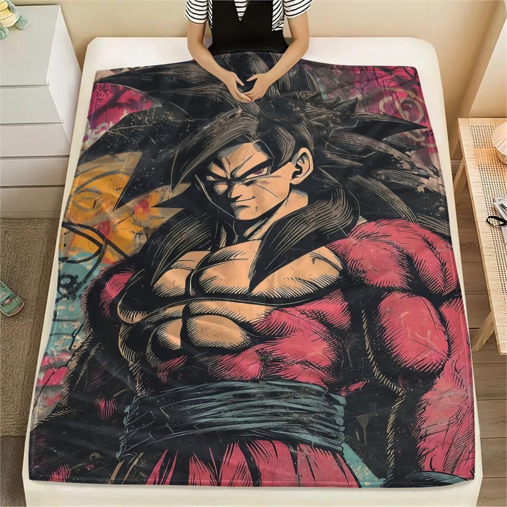 Dragon Ball Saiyan Flannel Blanket, Soft Plush Throw for Home, Perfect Gift for Fans, Cozy Sofa Bed Bedroom Decor