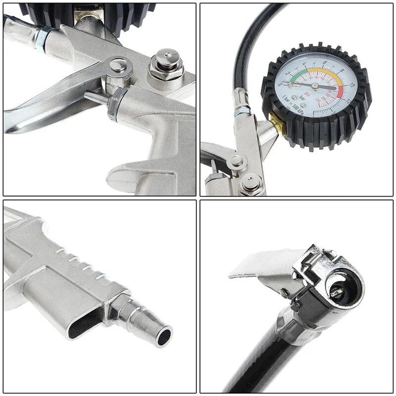 220 PSI Tire Pressure Gauge & Inflator - Multifunctional Air Compressor Meter for Car/Motorcycle, Dual-Use Pump with Analog Dial