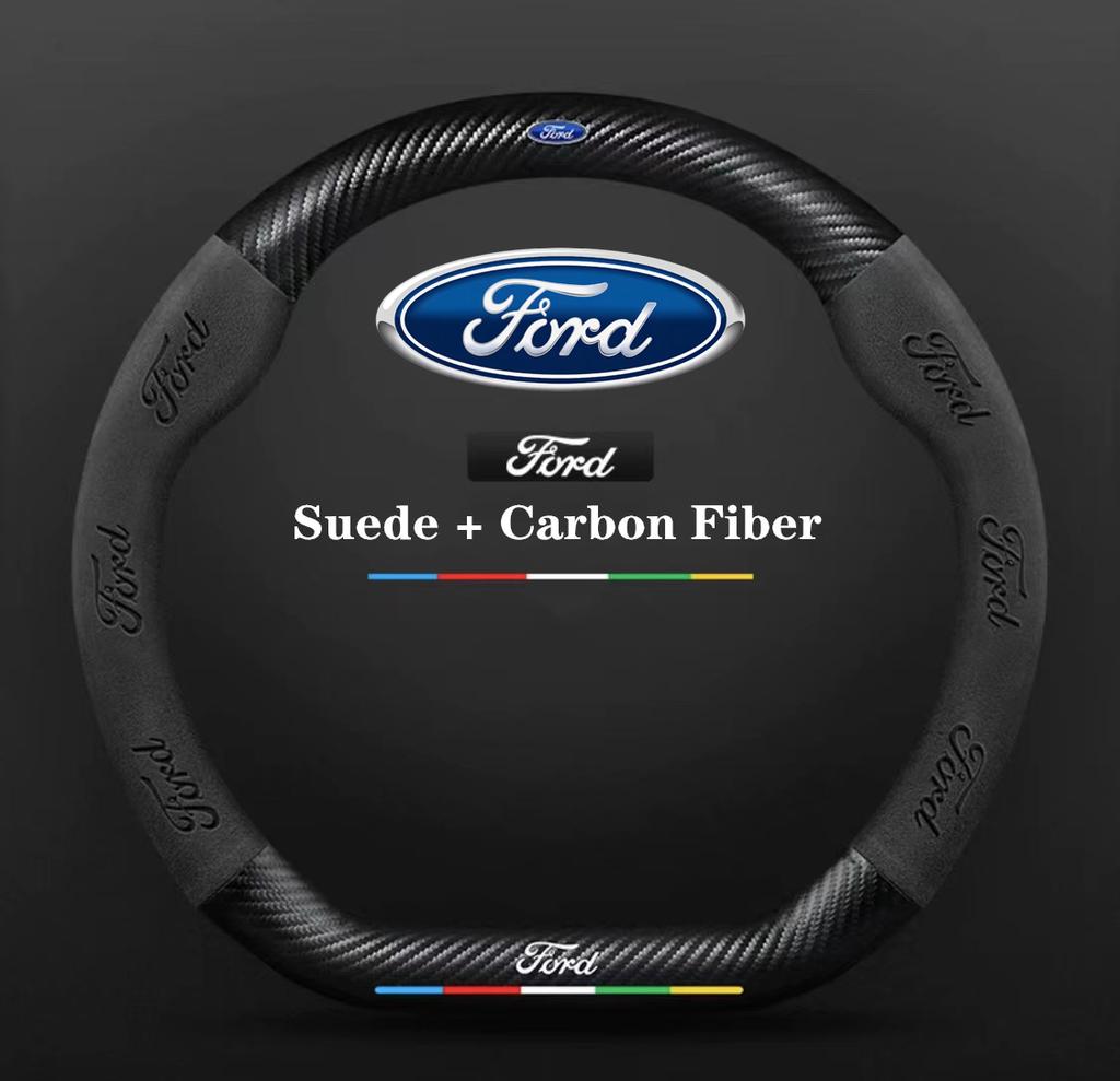 ITES5 Ford ST EXPLORER EDGE Fiesta Focus Mondeo F150 Fusion Mustang Kuga Ranger Car Anti-Slip Suede Carbon Fiber Steering Wheel Cover