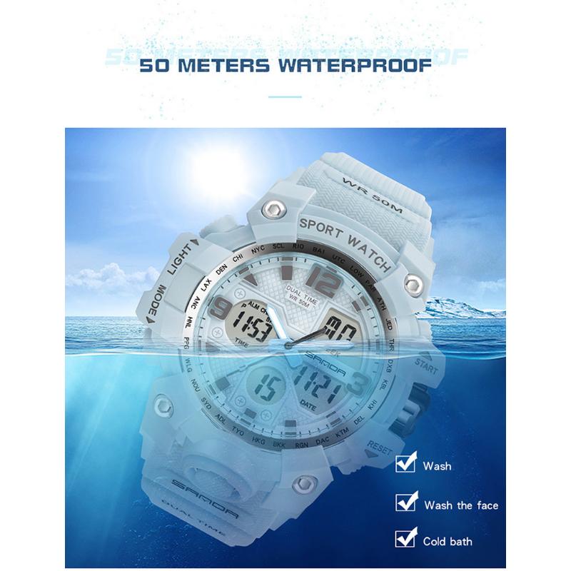 SANDA Новые простые модные спортивные электронные часы с ночным светом, студенческие мужские часы