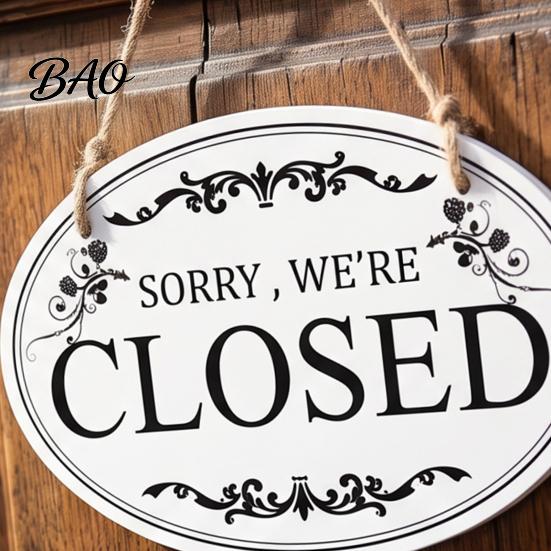 Wall Mounted Store Sign Wooden Open Closed Sign, Double-Sided Hanging Door with Vintage Rustic Business Frame, Waterproof Storefront Indicator, Retro