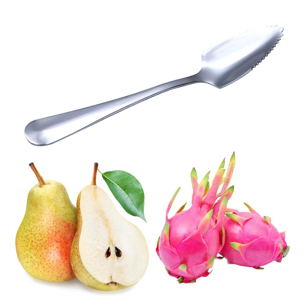 Steel Serrated Edge Scraping Kiwi Scoop Fruit Puree Tool Grapefruit Spoon Baby Food Processer