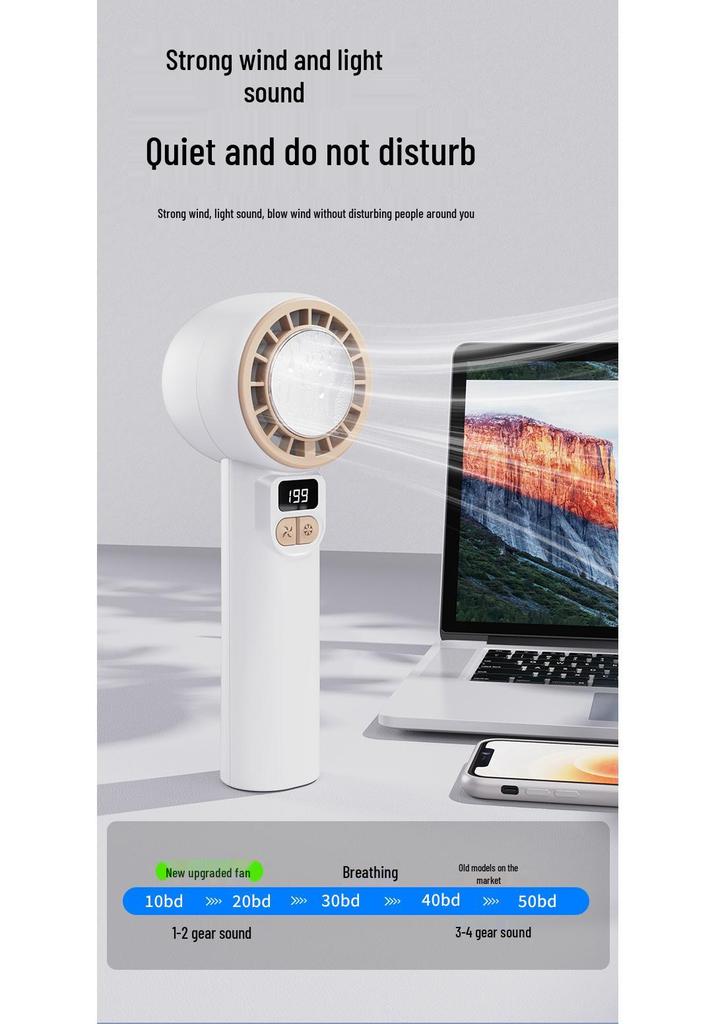 Mini Portable Handheld USB Fan with Digital Display & Ice Pack