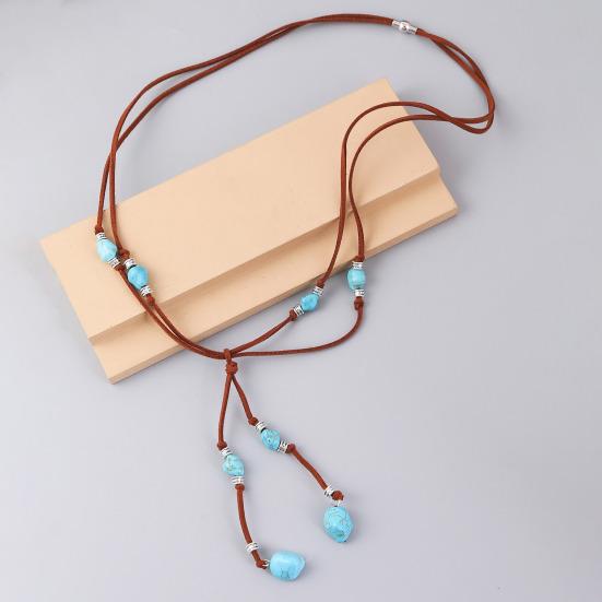Бирюзовая регулируемая замшевая веревка, женское ожерелье, подвеска в богемном стиле, серьги-крючки, ювелирные аксессуары