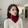 Knitted Button Fake Collar Pullover Scarf for Women's Korean Version Versatile High Neck Sweater Decoration Neck Protection Warm