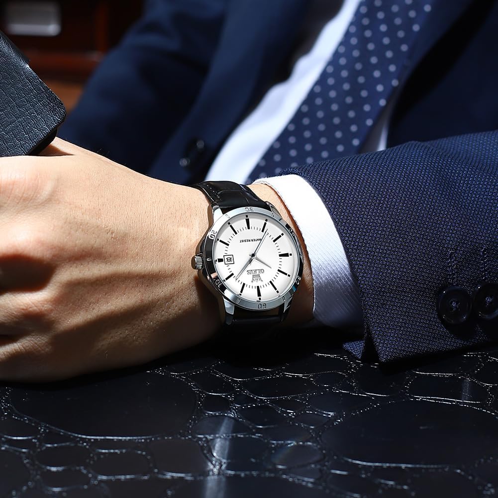 OLEVS кварцевые популярные часы простые стильные кожаные часы с водонепроницаемым календарем роскошные классические часы легко читаемые модные студенческие часы компании белые мужские