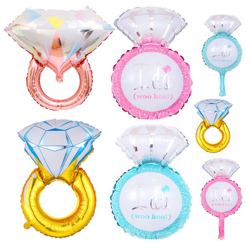 Wedding Marriage Proposal Decoration Diamond Ring Shape Aluminum Film Balloon Confession Party Decoration Arrangement Balloon Ring