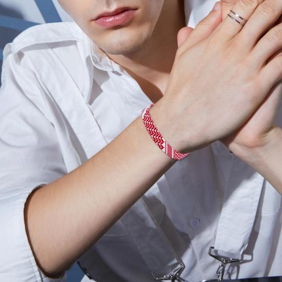 Регулируемый плетеный ремешок на руку с традиционными узорами, платок с геометрическим точечным принтом, стильный плетеный браслет, соответствующий цвету, браслет