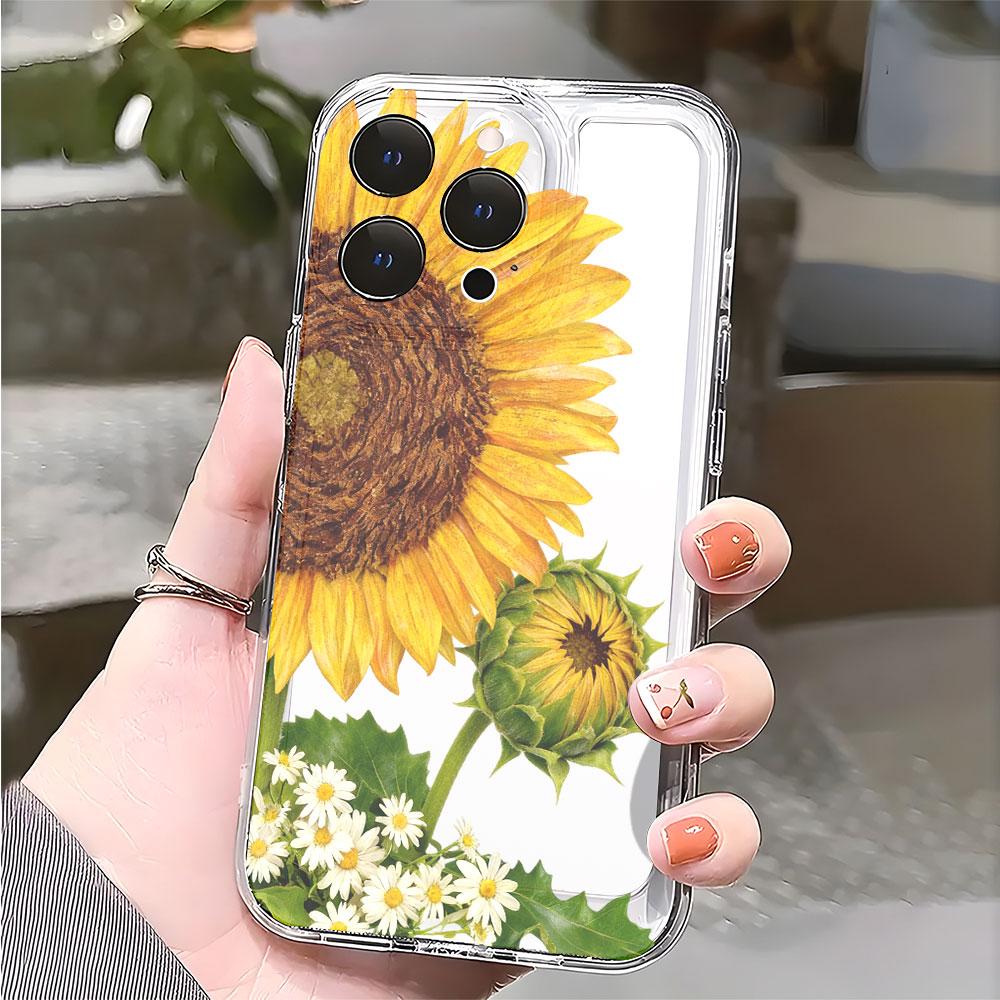 Чехол для телефона с подсолнухом и ромашками для IPhone 14 15 16 17 13 12 11 Pro Max Plus 12 13 Mini Защитный чехол из ТПУ