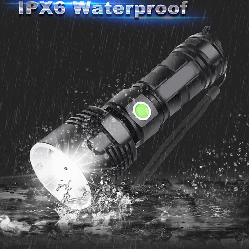 Most Powerful LED Flashlight XM-L2 XHP70 Outdoor LightingTactical Torch USB Rechargeable  Waterproof Lamp Ultra Bright Lantern