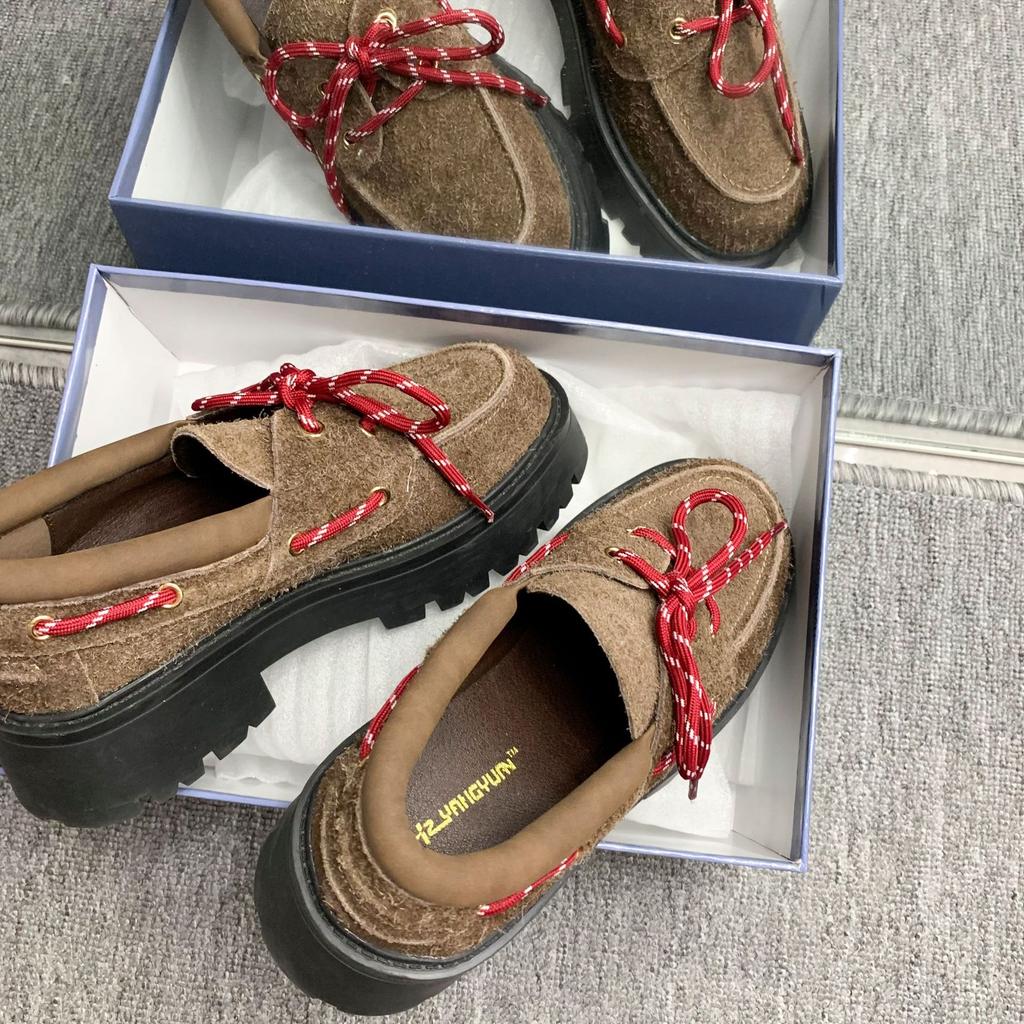 Найди второй волосок! Модные универсальные новые miu ретро матовые из коровьей кожи на шнуровке на толстой подошве на толстом каблуке лоферы женские осенние