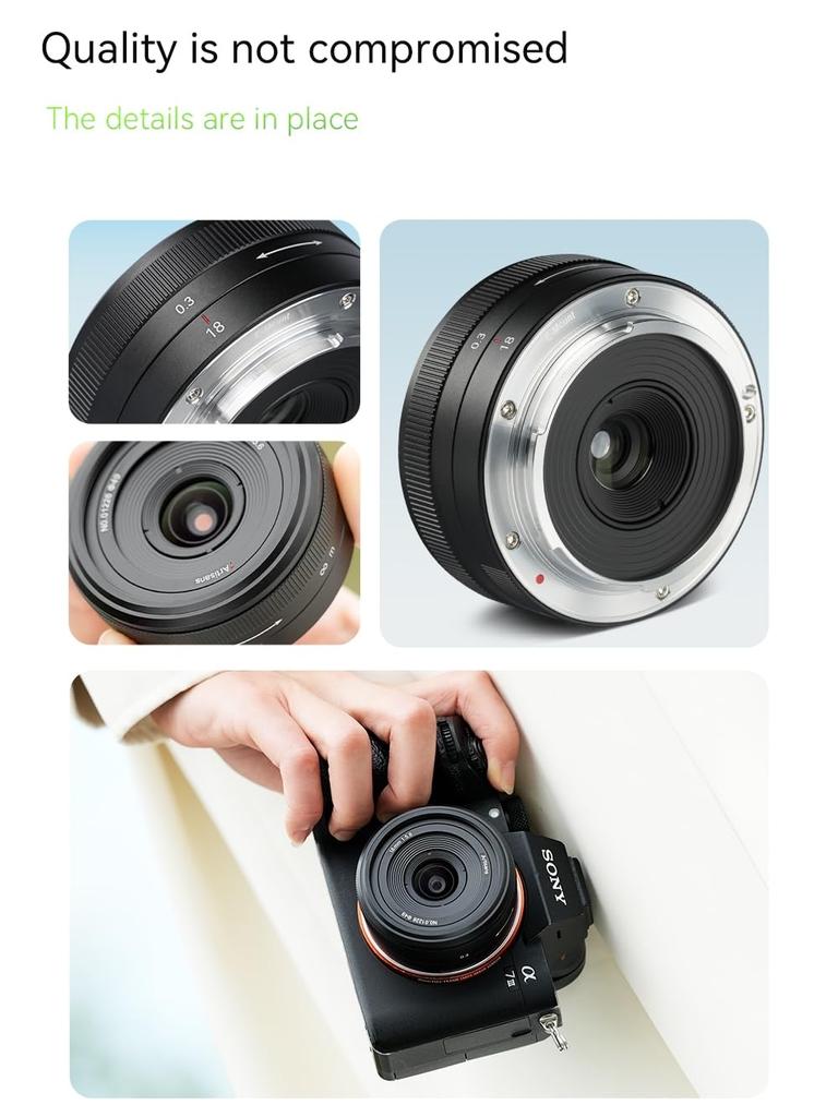 7artisans 18mm Ultra Pancake Lightweight Minimum Focusing Ideal for and Street Photography F5.6 Wide-Angle Lens, Full-Frame Compatible, Lens, (146g),