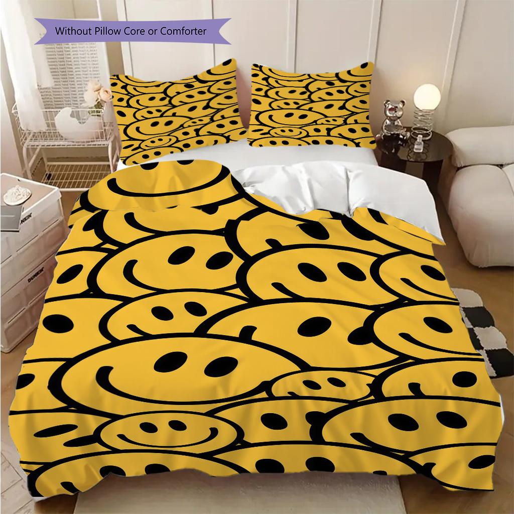 Happy Flower Vibes Bedding 1 Duvet Cover 2 Pillowcase Without Core Duvet Cover And Pillowcase Bedding Set Soft And Comfortable