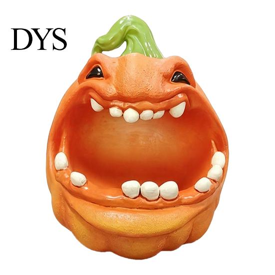 Resin Pumpkin Storage Bowl Big Mouth Box, Halloween Figurine Jewelry Tray, MouthPumpkin Statue Trinket Keys Candy Holder for Home Office Desk