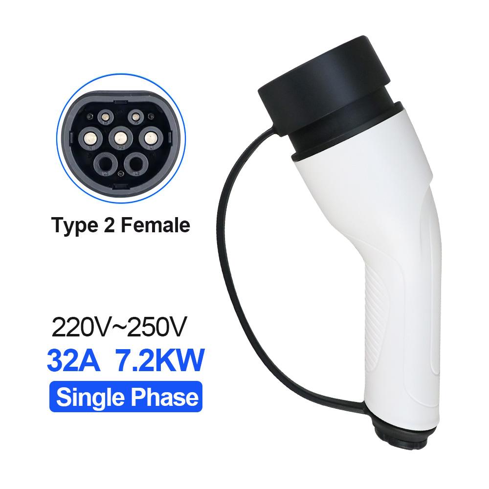 3.6/7.2/11/22KW Type 2 EV Female Charger Plug 1P/3P IEC 62196-2 Connector for Type2 Electric Vehicle Charging Connect to EV Side