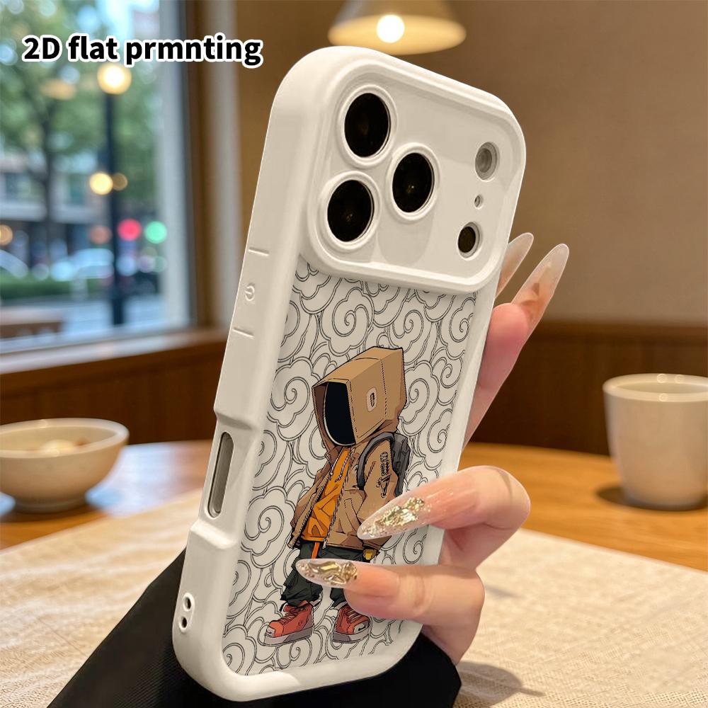 Phone case: 2D flat design suitable for iPhone 18 17 16 15 14 13 Pro tiered protective case, trendy cool little character, Christmas and Halloween gif
