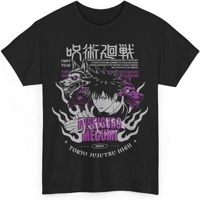 Футболка с принтом Мегуми из аниме Jujutsu Kaisen Fushiguro, унисекс, хлопковая, повседневная, с коротким рукавом, мерч