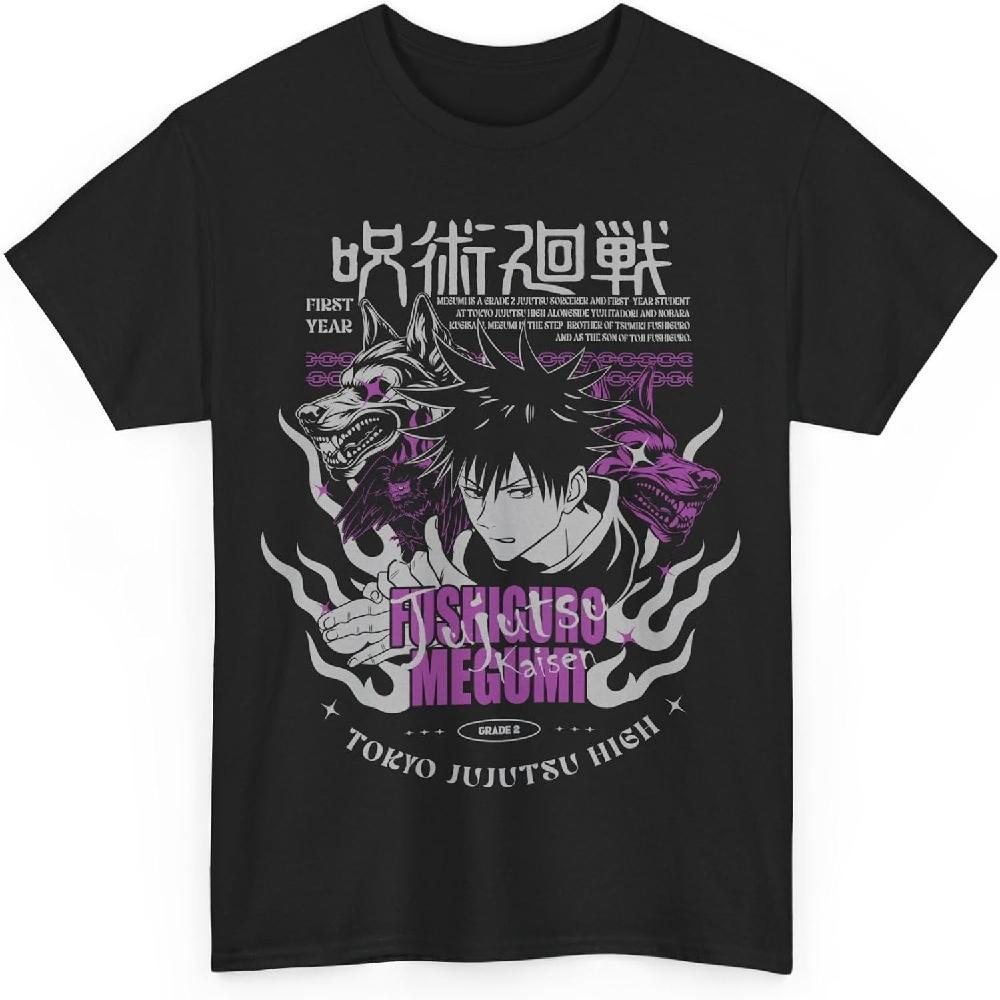 Футболка с принтом Мегуми из аниме Jujutsu Kaisen Fushiguro, унисекс, хлопковая, повседневная, с коротким рукавом, мерч