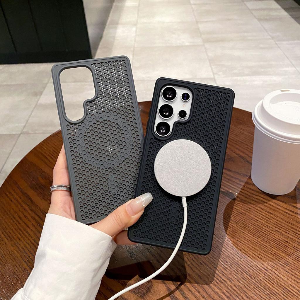 Охлаждающая сетка в виде пчелиных сот, подходит для Samsung S25 Ultra, чувствительный к коже магнитный чехол для телефона S24 Ultra, противоударный защитный чехол
