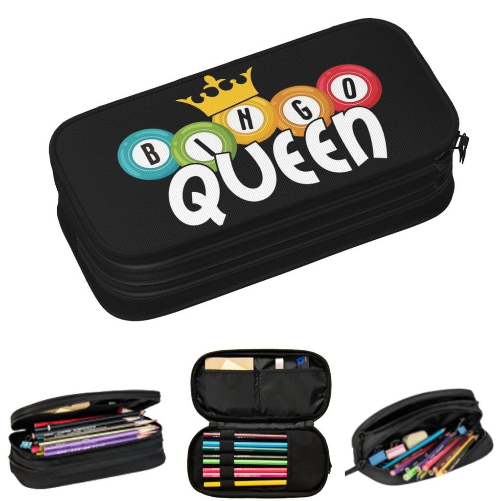 Bingo Queen Logo Pencil Cases for Students Gifts Pen Box Pencil Bag Big Capacity Pencil Pouch