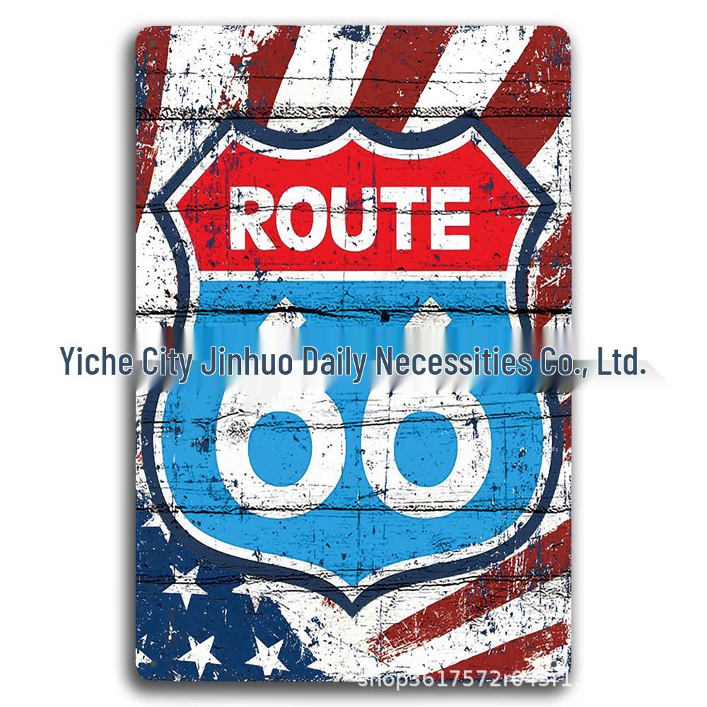 Ретро жестяная металлическая вывеска Route 66 - Декор для стен American Iron Art