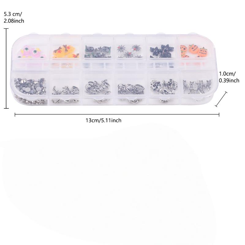 12 Сетки Серия Хэллоуин Ювелирные Изделия для Нейл-Арта Мультяшный Призрак Тыква Паук Летучая Мышь Подвески для Ногтей DIY Аксессуары для Украшения Нейл-Арта