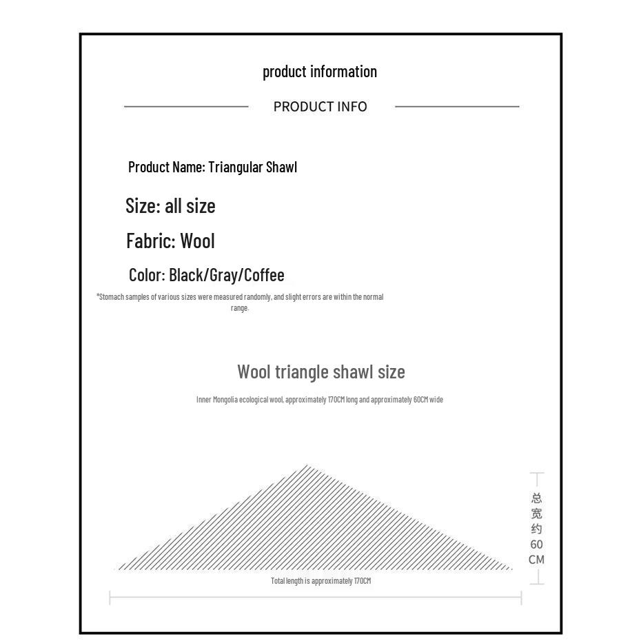 Women's Pure Wool Knitted Scarf Shawl - Warm, Thick & Dual-Use Triangle Design for Autumn and Winter