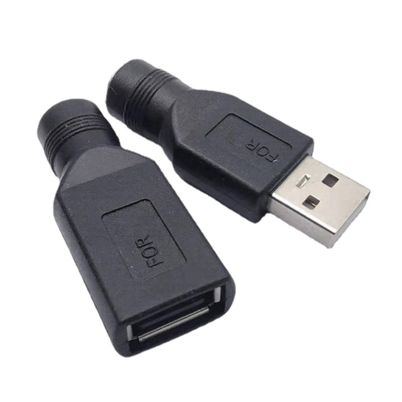 Портативный USB Папа/Мама к DC5.5x2.1мм Адаптер-конвертер Головка для преобразования питания Черный для различных марок ноутбуков