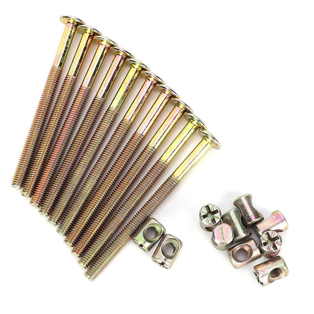 10Pcs 40-100mm M6 Furniture Bolts for Bed Frame Chair Cabinet Furniture Assembly