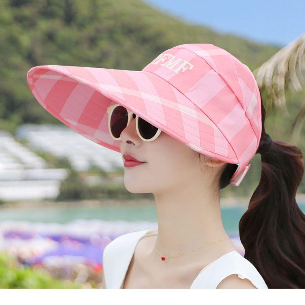 Outdoor Summer Travel Protection Sun Hat Women Wide Brim Sun Hat Beach Cap UV Protection Visor Caps