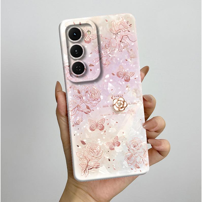 Чехол для Tecno Spark 40 Pro 40Pro+ Plus 4G Эстетичный Цветочный Чехол для Телефона Тонкий Жидкий Силикон Защита от Падений Мягкий Чехол