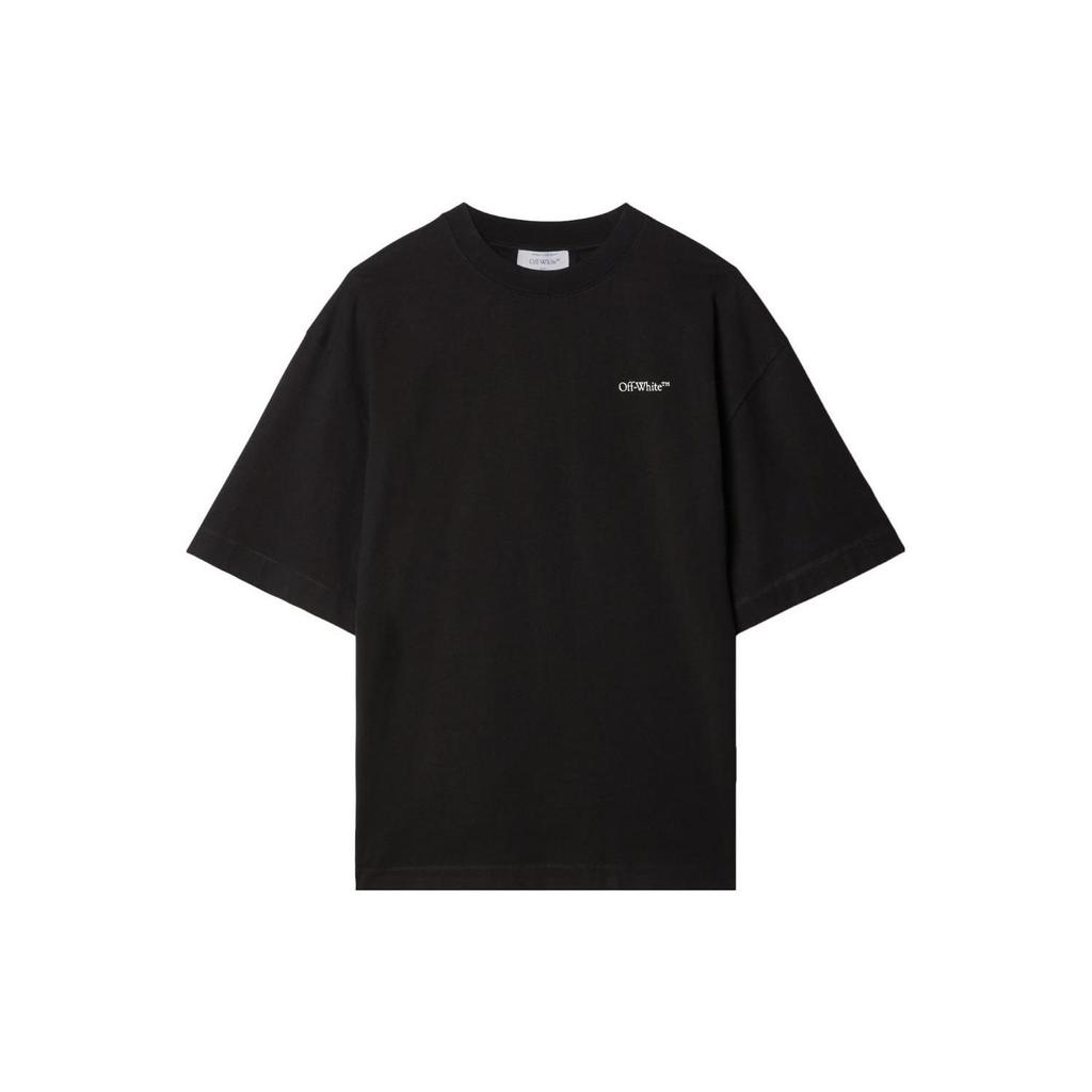 Off-White Футболка с коротким рукавом из эластичного хлопка с принтом Ss23, мужская черная OMAA120F23JER0051001