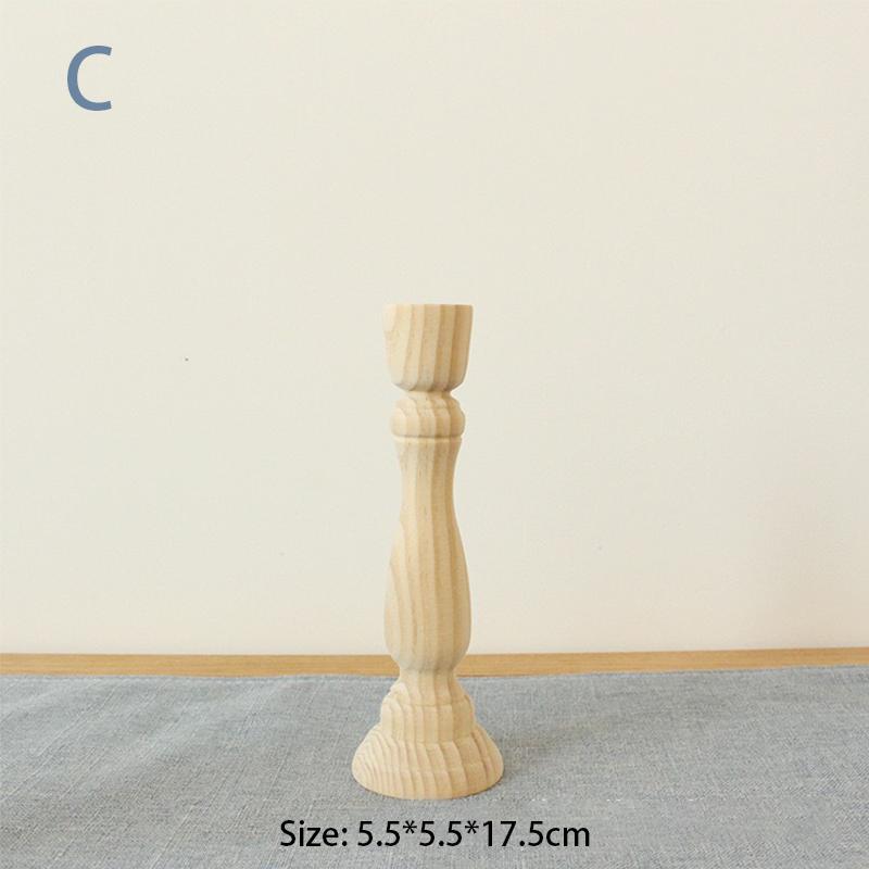 7 Styles Wedding Decorations Wood Candlestick Holder Unpainted Wood Classic Craft Candle Holders