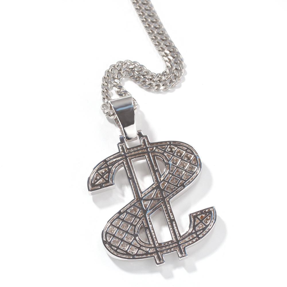 Хип-хоп властный большой кулон в долларах, ожерелье, медь, инкрустация цирконом, индивидуальный рэп, уличный стиль, модный бренд, мужские аксессуары