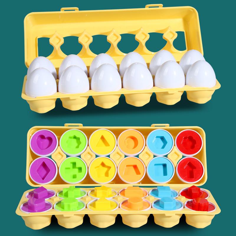 12 Matching Eggs Montessori Sensory Baby Toys Easter Eggs Chicken Colors Shapes Sorter Learning Educational Toy For Kids Gifts