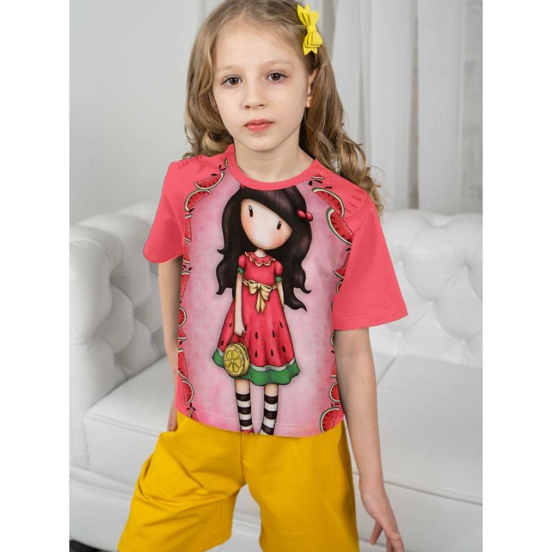 Милая футболка с принтом кота 3D, футболки для девочек 2025 года, модные футболки с изображением животных из мультфильмов для девочек, повседневная детская одежда, топ, футболка, лето