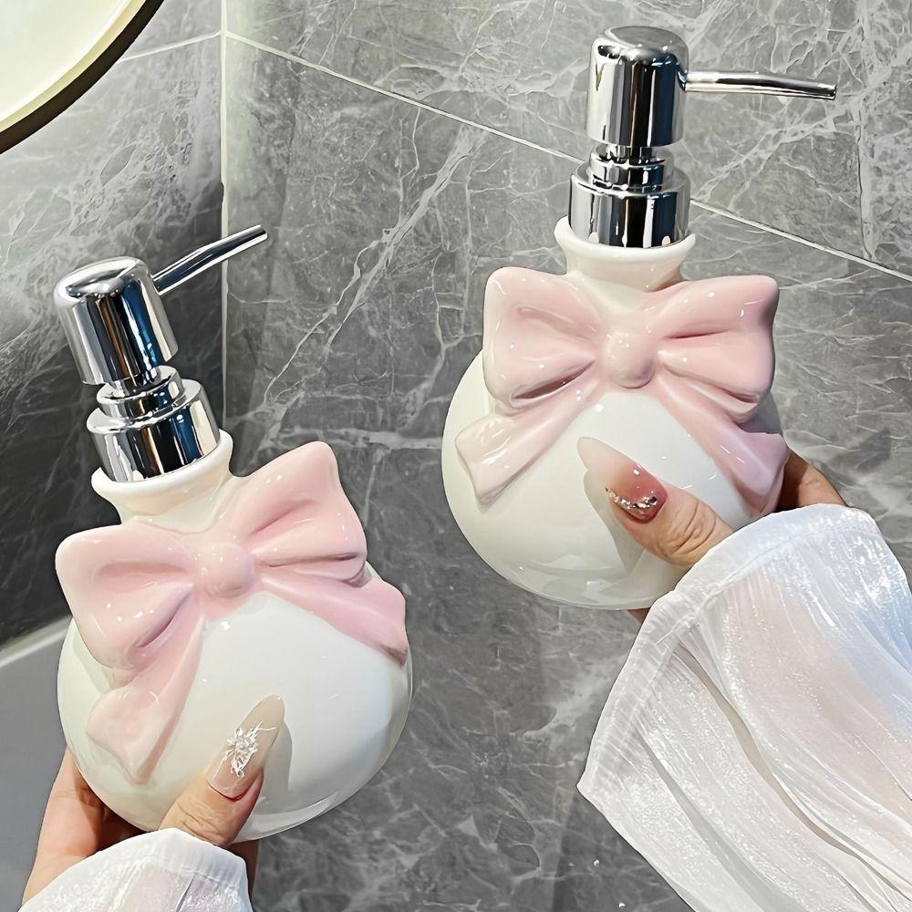 350ml Bow Lotion Bottle Ceramic Shower Gel Separate Bottles Practical Bow Soap Dispenser  Bathroom