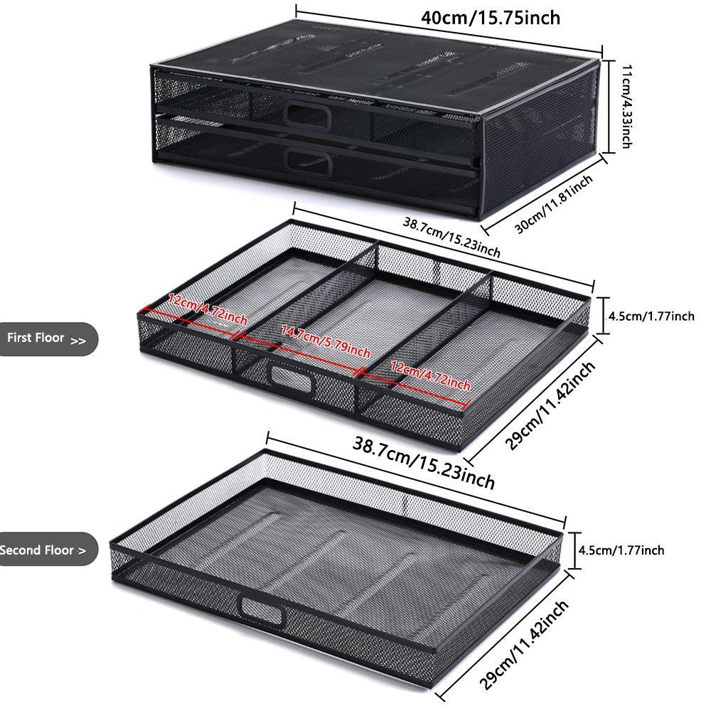 Черная металлическая сетка для компьютерного монитора, подставка для стола, двойной выдвижной ящик для хранения, канцелярские товары