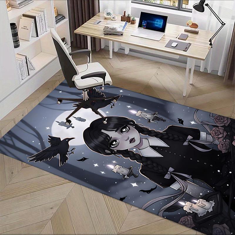 Wednesday Charming Gothic Office Chair Mat: Perfect for Home Decor, Office Use, and Gifts - Featuring Raven, Candle, and Rose Designs!.12232