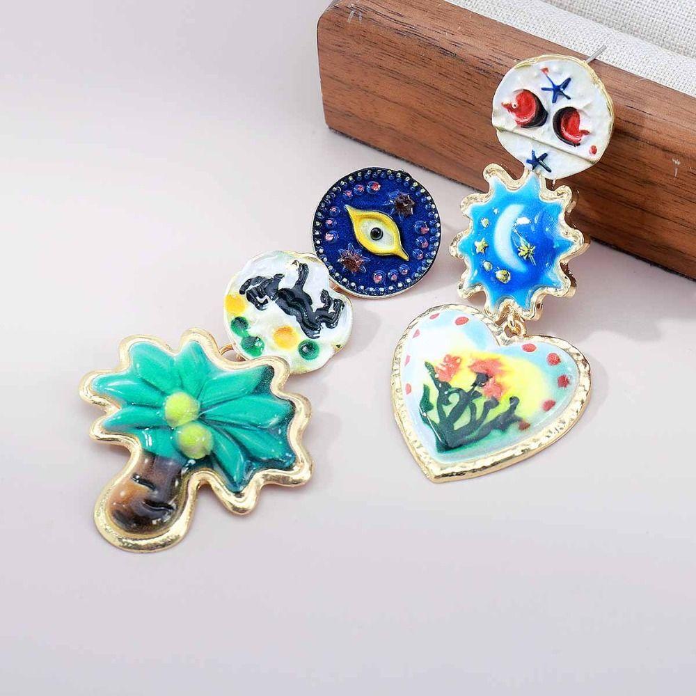 Creative Geometric Stud Earrings Flower Bohemian Dangle Earring Women
