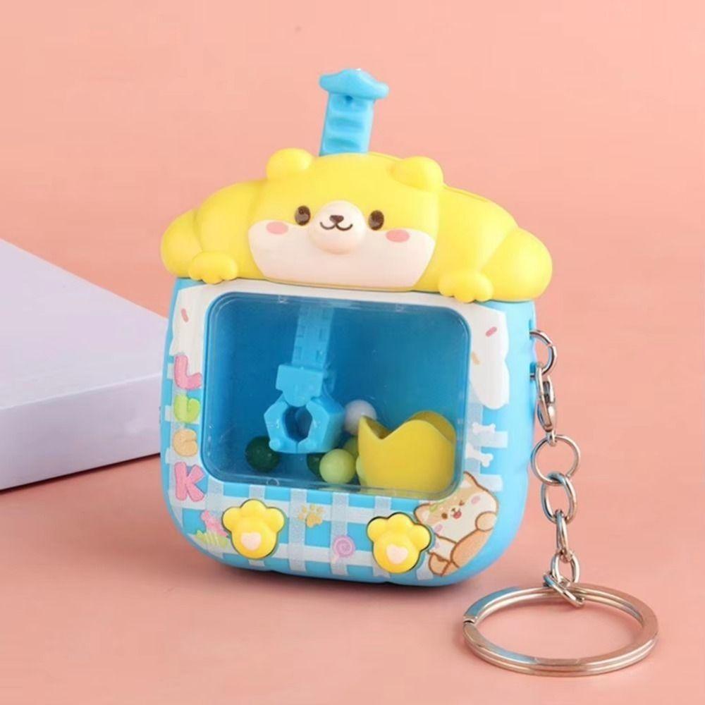 Cartoon Catching Ball Machine Keychain Plastic Tiny Arcade Games Pendant Car Key Chains