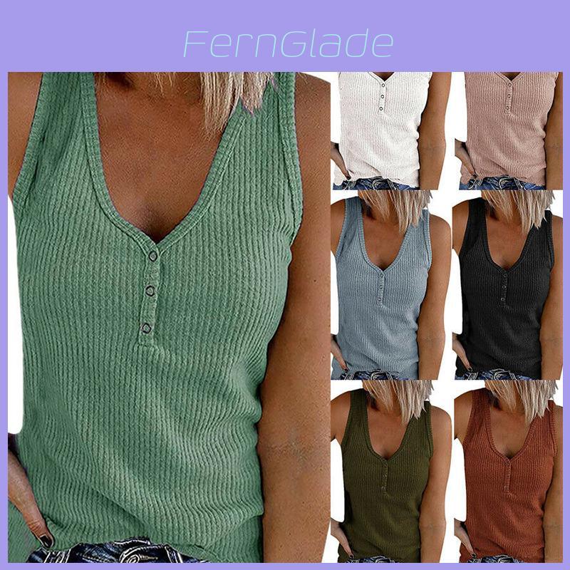 Stylish Women's Sleeveless Vest With V Neck And Ribbed Design For Summer Comfort