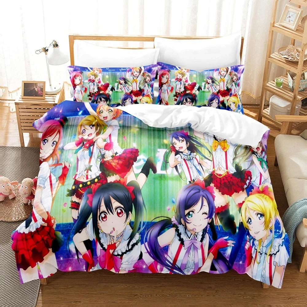 Аниме 3D The Love Live Постельное белье Пододеяльник Комплект с наволочкой Твин Полный Queen King Постельное белье Постельное белье на заказ