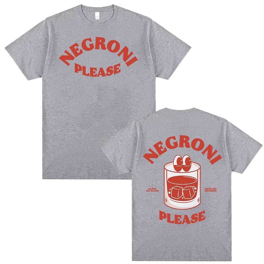 Negroni Please Cartoon Meme T Shirt Funny Cocktail Drink Cute Graphic T Shirts Men Women Hip Hop Summer Short Sleeve Tshirts