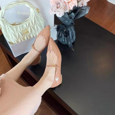 Овчина~ Темпераментные универсальные туфли-лодочки с острым носком, туфли Мэри Джейн с мелким вырезом, женские балетки