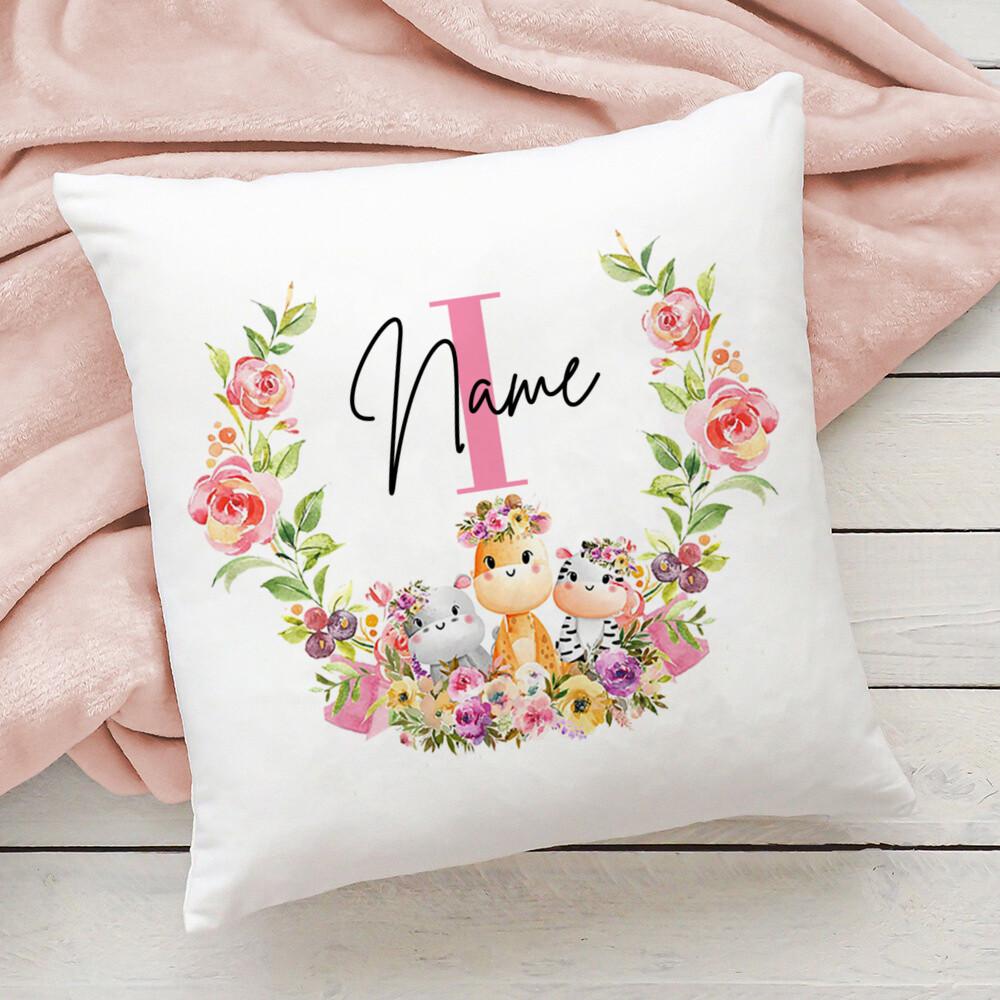 Персонализированная наволочка Животное с именем Наволочка для подушки Спальня Детская Дикая вечеринка Украшение Наволочка Подарок на день рождения ребенка