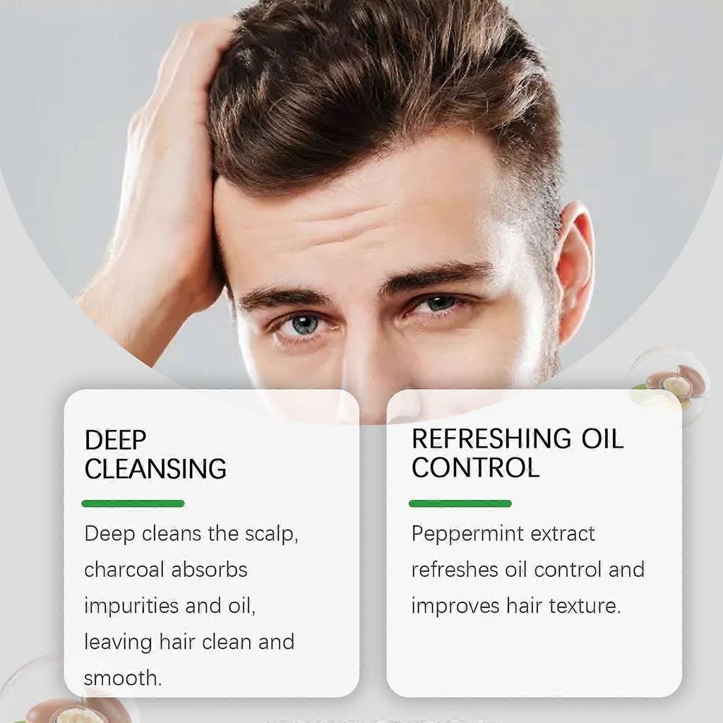 Men Charcoal Oil Removal Shampoo Charcoal Anti-Dandruff Fluffy Refreshing Non-Greasy Hair Treatment